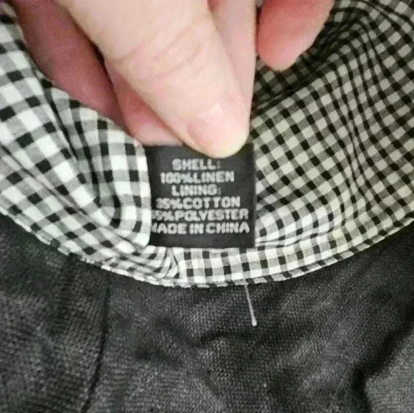 Summer tompkins Beautiful hat. Black w Black & white  plaid edge. Floppy bucket - Picture 6 of 7